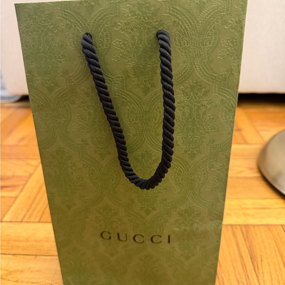 Gucci Olive Embossed Bag with Black Handle